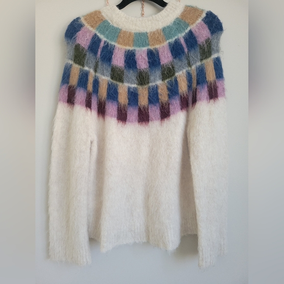 Madewell Brushed Checkerboard Fair Isle Sweater Size M - Picture 3 of 7